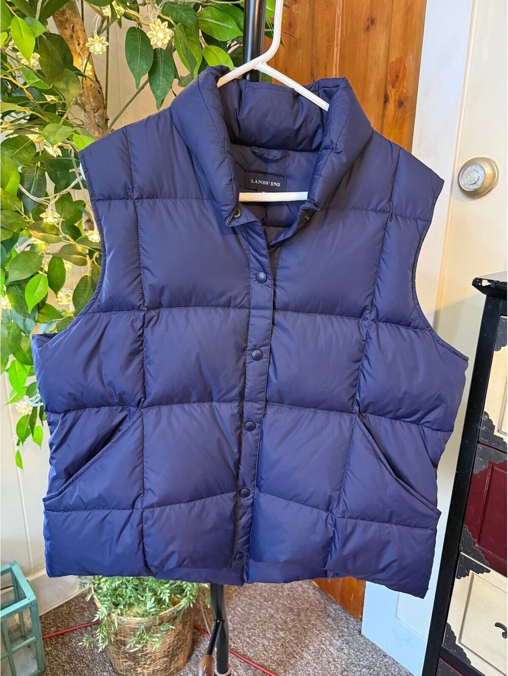 Lands' End Women's Navy Blue Down Puffer Vest XL (18-20)